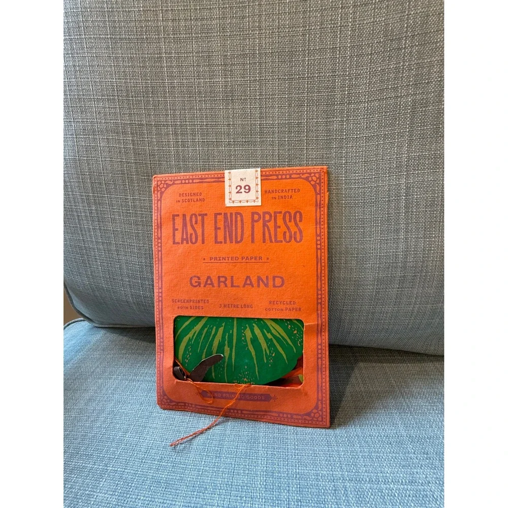 East End Press No 29 Pumpkin Garland Recycled Cotton Paper 3M Handcrafted India